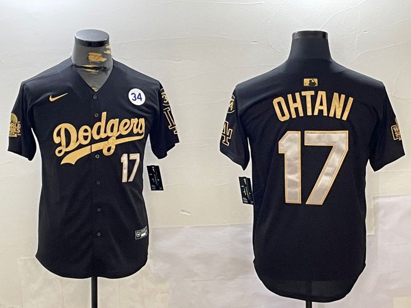 Men Los Angeles Dodgers #17 Ohtani Black Gold Game 2024 Nike MLB Jersey style 12022